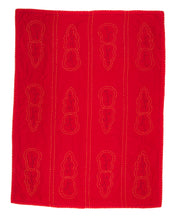 Load image into Gallery viewer, Embroidered, 100% cotton kantha baby blanket in red and white leaf design by Khushi Kantha
