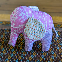 Load image into Gallery viewer, Fabric elephant on a patterned fabric background
