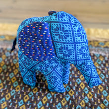 Load image into Gallery viewer, Blue patterned elephant on a textured surface
