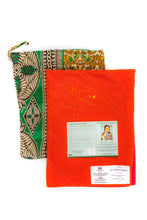 Load image into Gallery viewer, Embroidered, 100% cotton kantha baby blanket in red and orange elephant design by Khushi Kantha
