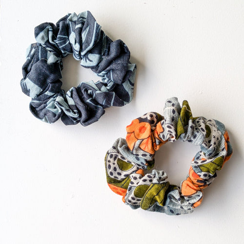 set of handmade sari scrunchies