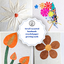 Load image into Gallery viewer, Handmade Recycled Paper Greeting Cards – Pack of 5
