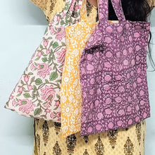 Load image into Gallery viewer, Block Printed Cotton Tote Bag: Ethically Handmade in India

