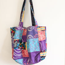 Load image into Gallery viewer, Colourful Sari Patchwork Tote Bags, Large Fair Trade Cotton Market Bags
