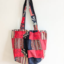 Load image into Gallery viewer, Colourful Sari Patchwork Tote Bags, Large Fair Trade Cotton Market Bags
