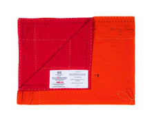 Load image into Gallery viewer, Embroidered, 100% cotton kantha baby blanket in red and orange peacock design by Khushi Kantha
