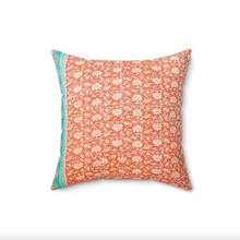 Load image into Gallery viewer, Cotton sari cushion cover, orange
