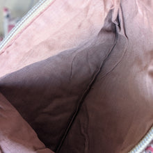 Load image into Gallery viewer, Quilted Sari Pouches: Beige Floral Pattern with Colourful Zipper
