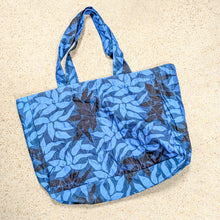 Load image into Gallery viewer, Large sari market tote bag, blue flowers
