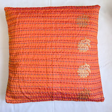 Load image into Gallery viewer, Cotton sari cushion cover with kantha stitching - Shakti.ism | शक्तिवाद
