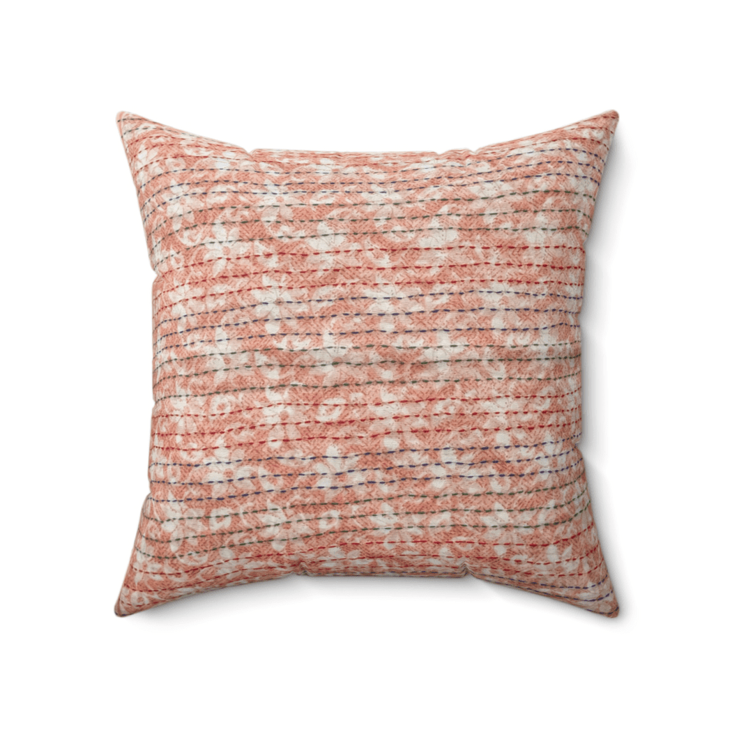 Cotton sari cushion cover with kantha stitching - Shakti.ism | शक्तिवाद