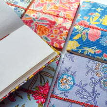 Load image into Gallery viewer, Eco Friendly Cotton Fabric Pocket Journals (4 x 6 in), Fair Trade Stationery Ethically Handmade in India
