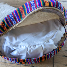 Load image into Gallery viewer, Half-moon meditation cushion cover with strap, yoga bolster pillow handmade in Nepal
