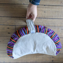 Load image into Gallery viewer, Half-moon meditation cushion cover with strap, yoga bolster pillow handmade in Nepal
