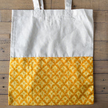 Load image into Gallery viewer, Half sari, half cotton tote bag, ethically handmade in India
