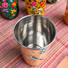 Load image into Gallery viewer, Hand-Painted Stainless Steel Tumblers, Food Safe, Kashmiri Hand Painted 400ml Drinking Cups
