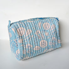 Load image into Gallery viewer, Quilted block print make up bag, large cosmetic pouch
