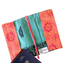 Load image into Gallery viewer, Handmade Recycled Sari Passport Covers, Upcycled Travel Wallets

