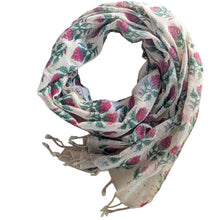 Load image into Gallery viewer, Floral patterned scarf on a white background
