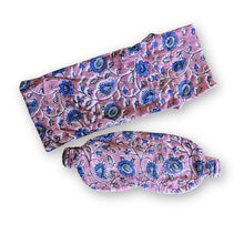 Load image into Gallery viewer, Block printed cotton sleep eye mask with drawstring pouch, ethically handmade in India
