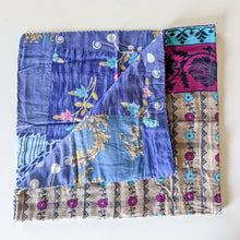 Load image into Gallery viewer, Reversible sari patchwork throw blanket
