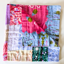 Load image into Gallery viewer, Reversible sari patchwork throw blanket
