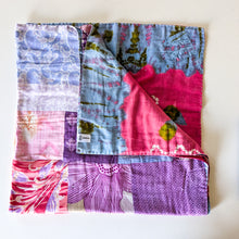 Load image into Gallery viewer, Reversible sari patchwork throw blanket
