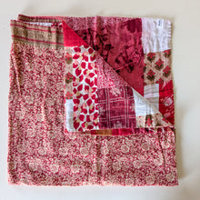 Load image into Gallery viewer, Reversible sari patchwork throw blanket
