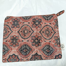Load image into Gallery viewer, Quilted Sari Pouches: Burgundy Floral Pattern with Colourful Zipper
