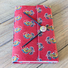 Load image into Gallery viewer, Eco Friendly Upcycled Fabric Journals with Elastic Flap Close, Fair Trade Stationery Ethically Handmade in India
