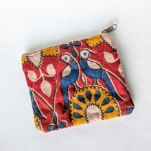 Load image into Gallery viewer, Indian Kalamkari Cotton Coin Purses with Upcycled Sari Lining
