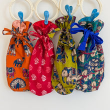 Load image into Gallery viewer, Reusable Kalamkari Cotton Bottle Gift Bags, Ethically Handmade in India - Shakti.ism | शक्तिवाद
