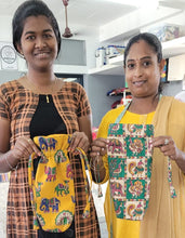 Load image into Gallery viewer, Reusable Kalamkari Cotton Bottle Gift Bags, Ethically Handmade in India - Shakti.ism | शक्तिवाद
