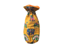 Load image into Gallery viewer, Reusable Kalamkari Cotton Pouch, Bottle Gift Bag, Yellow - Shakti.ism | शक्तिवाद
