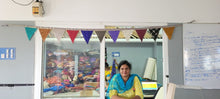 Load image into Gallery viewer, Upcycled sari flags, reusable sari bunting - Shakti.ism | शक्तिवाद
