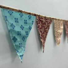 Load image into Gallery viewer, Upcycled sari flags, reusable sari bunting - Shakti.ism | शक्तिवाद
