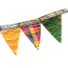 Load image into Gallery viewer, Upcycled sari flags, reusable sari bunting - Shakti.ism | शक्तिवाद
