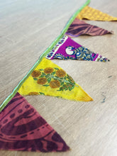 Load image into Gallery viewer, Upcycled sari flags, reusable sari bunting - Shakti.ism | शक्तिवाद
