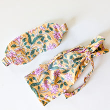 Load image into Gallery viewer, Block printed cotton sleep eye mask with drawstring pouch, ethically handmade in India
