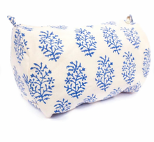 Load image into Gallery viewer, Block-printed leafy sprig print large toiletry bag
