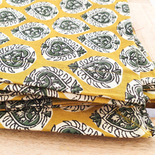 Load image into Gallery viewer, Bagru block - printed table runner, yellow paisley - Shakti.ism | शक्तिवाद
