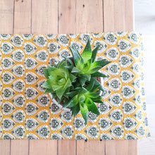 Load image into Gallery viewer, Bagru block - printed table runner, yellow paisley - Shakti.ism | शक्तिवाद
