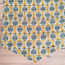 Load image into Gallery viewer, Bagru block - printed table runner, yellow paisley - Shakti.ism | शक्तिवाद
