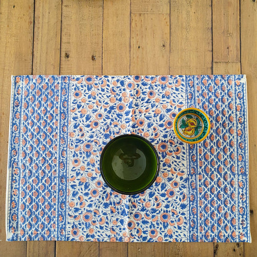 Block - printed organic cotton placemats (set of 2) - Shakti.ism | शक्तिवाद