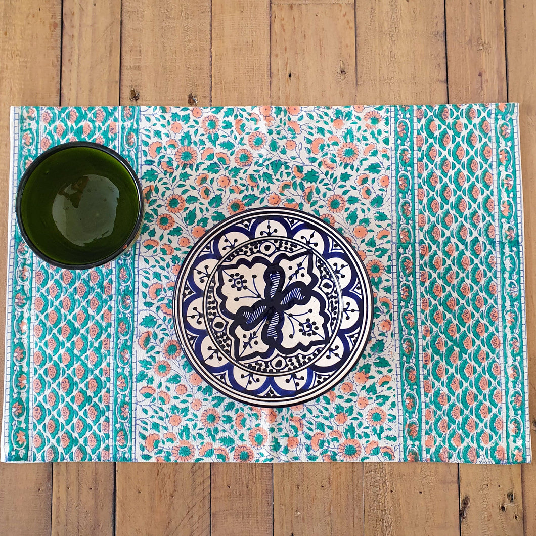 Block - printed organic cotton placemats (set of 2) - Shakti.ism | शक्तिवाद