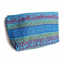 Load image into Gallery viewer, Flat bottom upcycled sari pouch
