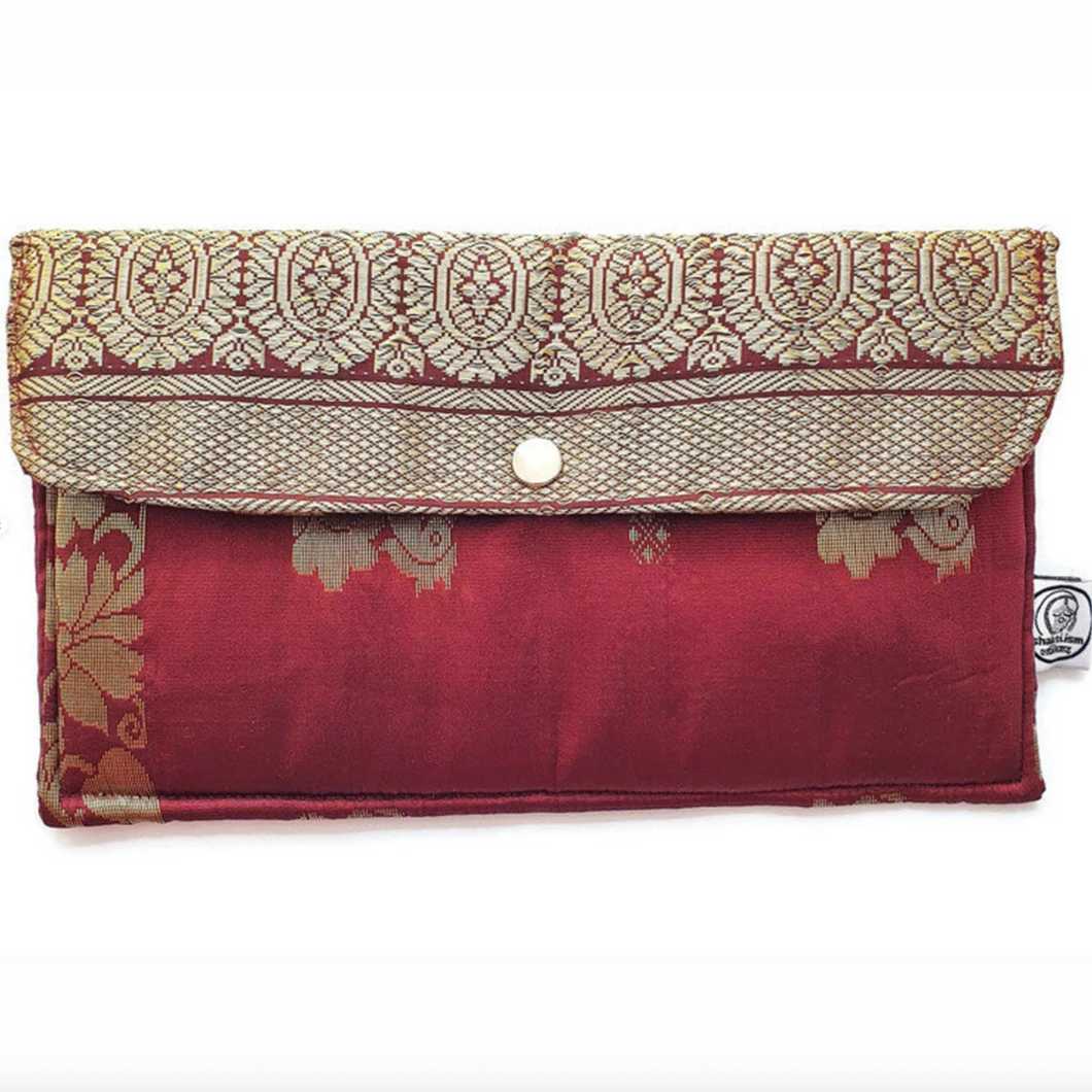 upcycled sari clutch bag