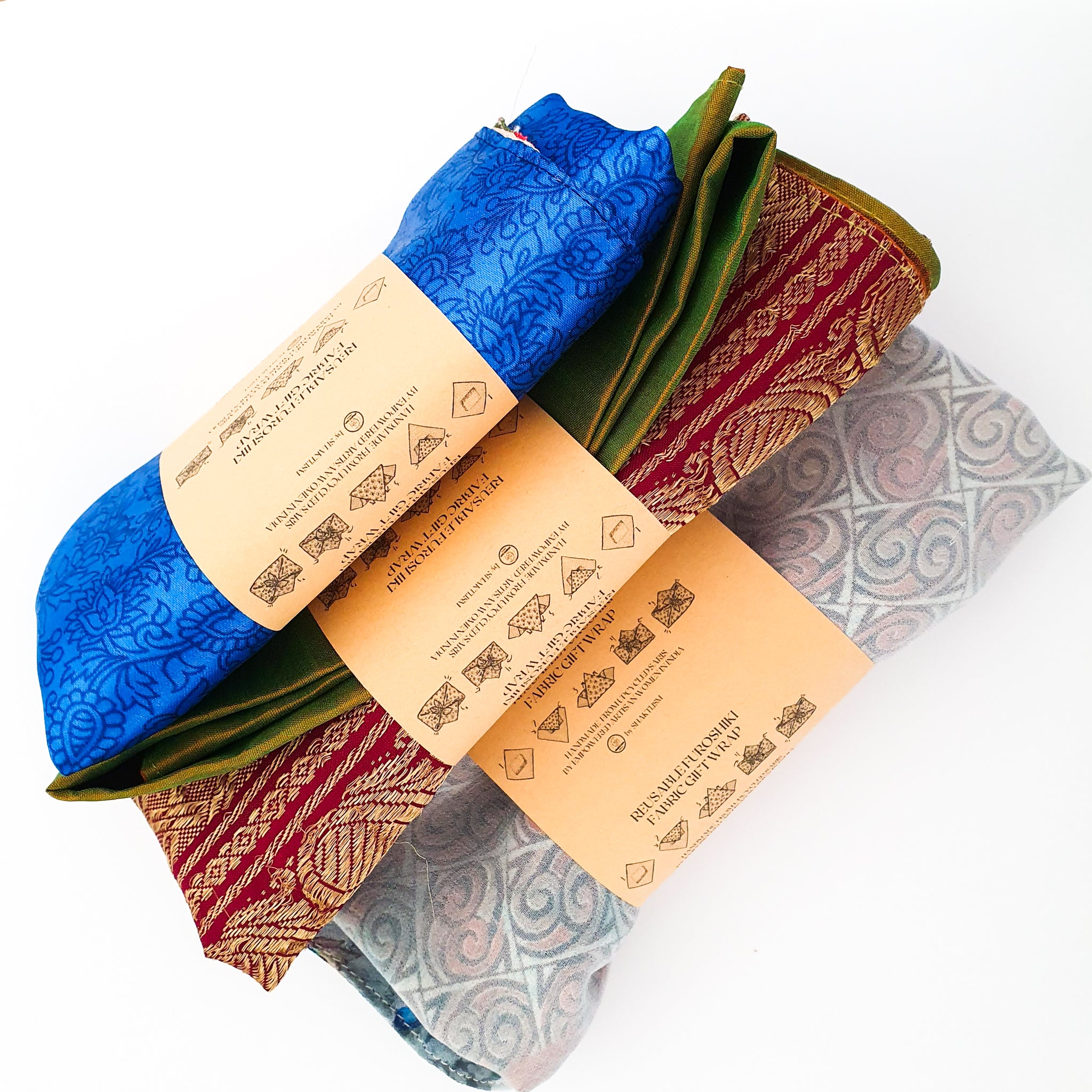 Sari Fabric Furoshiki Gift Wraps - Set of 6 from HumanKind Fair Trade -  HumanKind Fair Trade