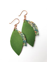 Load image into Gallery viewer, Handcrafted reclaimed sari earrings, copper leaf earrings - Shakti.ism | शक्तिवाद
