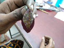 Load image into Gallery viewer, Handcrafted reclaimed sari earrings, copper leaf earrings - Shakti.ism | शक्तिवाद
